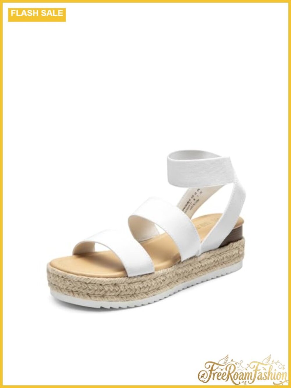Espadrille Platform Wedge Sandals Strappy Elastic Faux Leather Insole